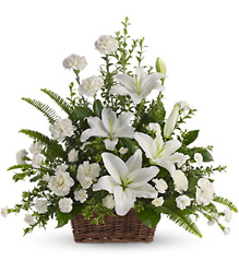 T228-1A Peaceful White Lilies Basket
